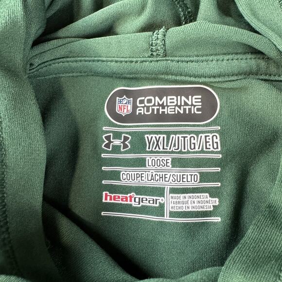 New York Jets Youth XL Under Armour Heat Gear Hoodie Pullover Combine Authentic - Picture 3 of 8